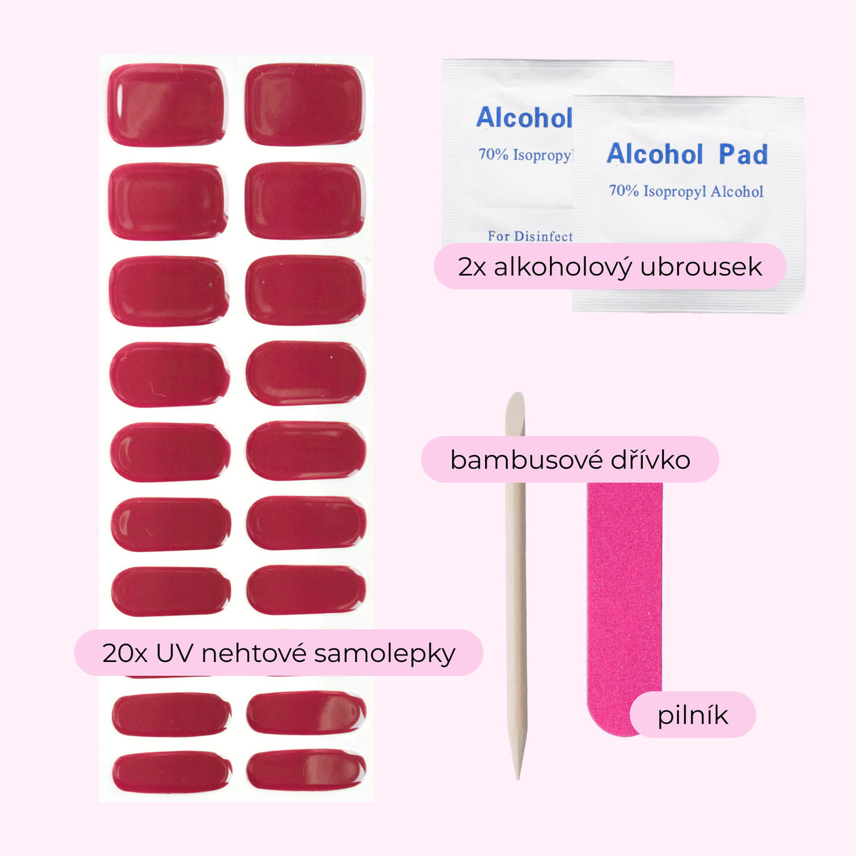 uv gel nail stickers 20 pcs red burgundy