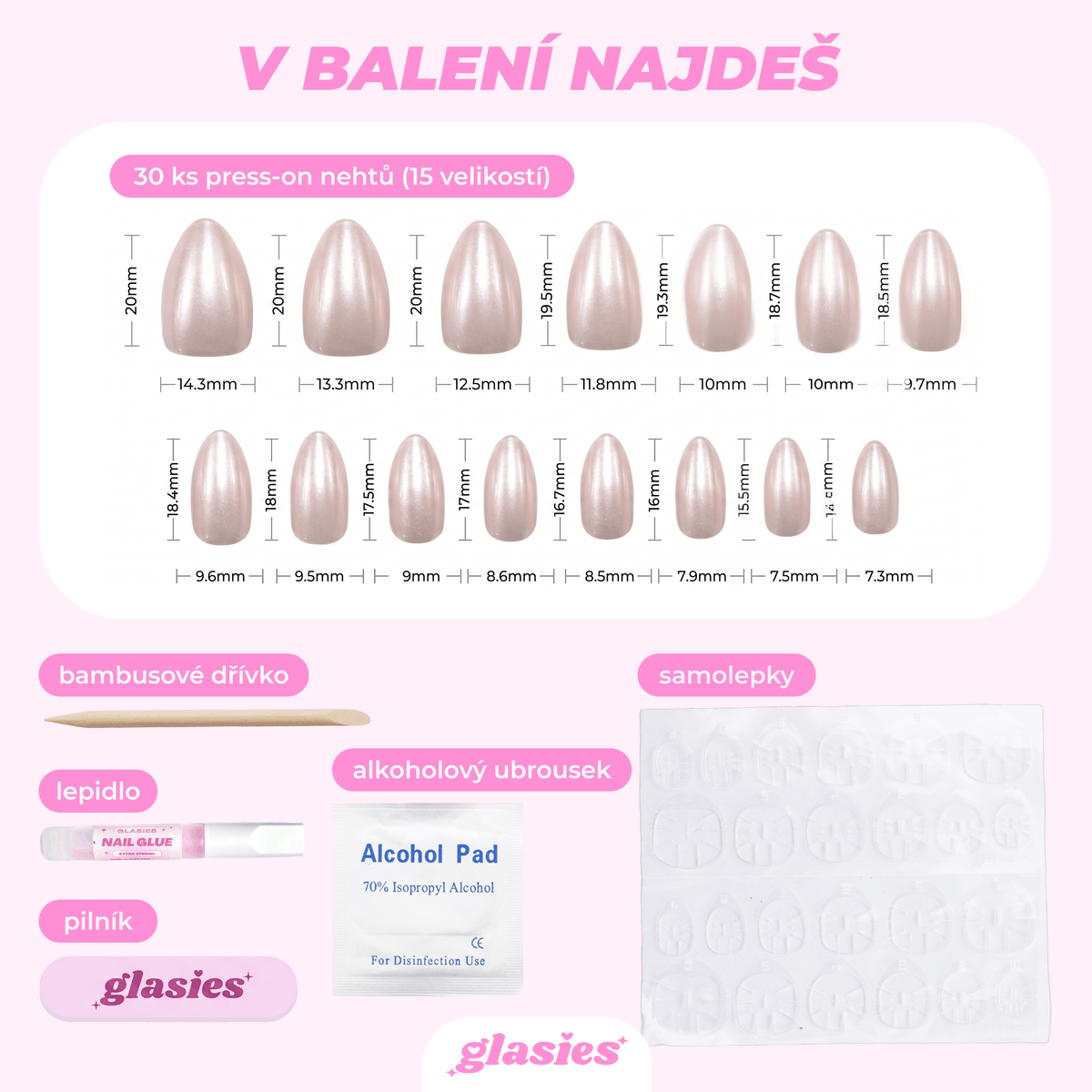 presson nails false nails glasies almond champagne
