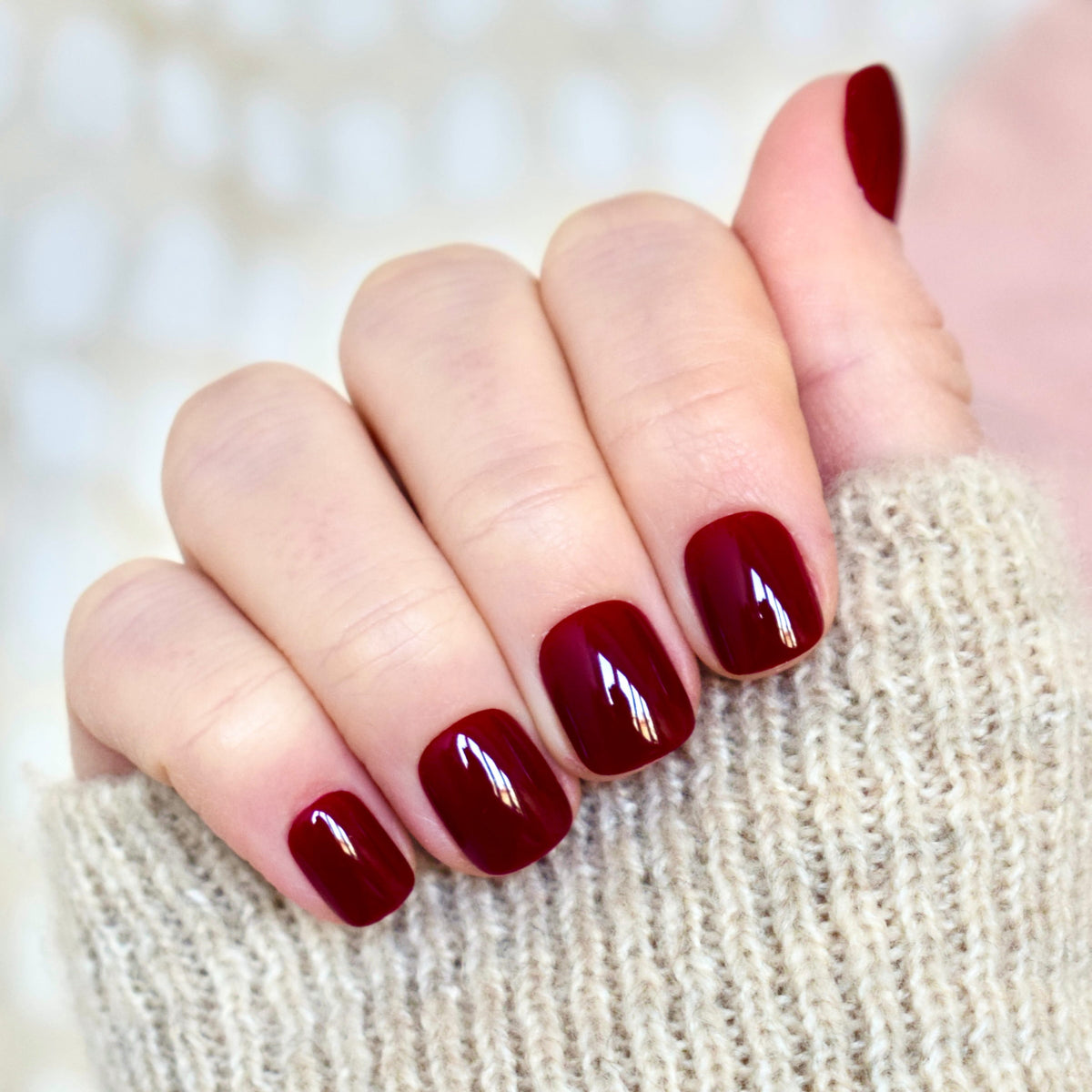 press-on nails artificial nails beauty false glasies gel coffin short dark red