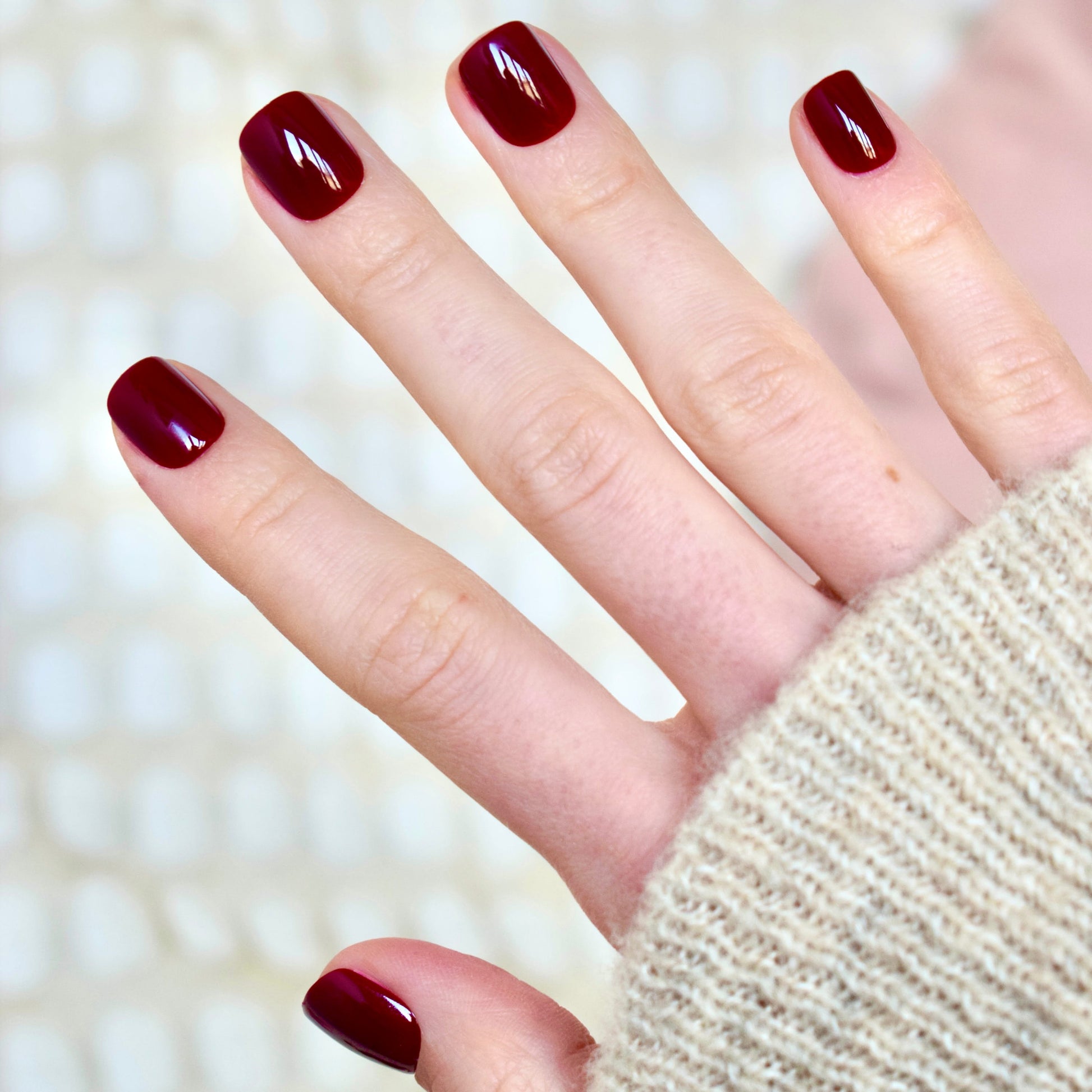 press-on nails artificial nails beauty false glasies gel coffin short dark red