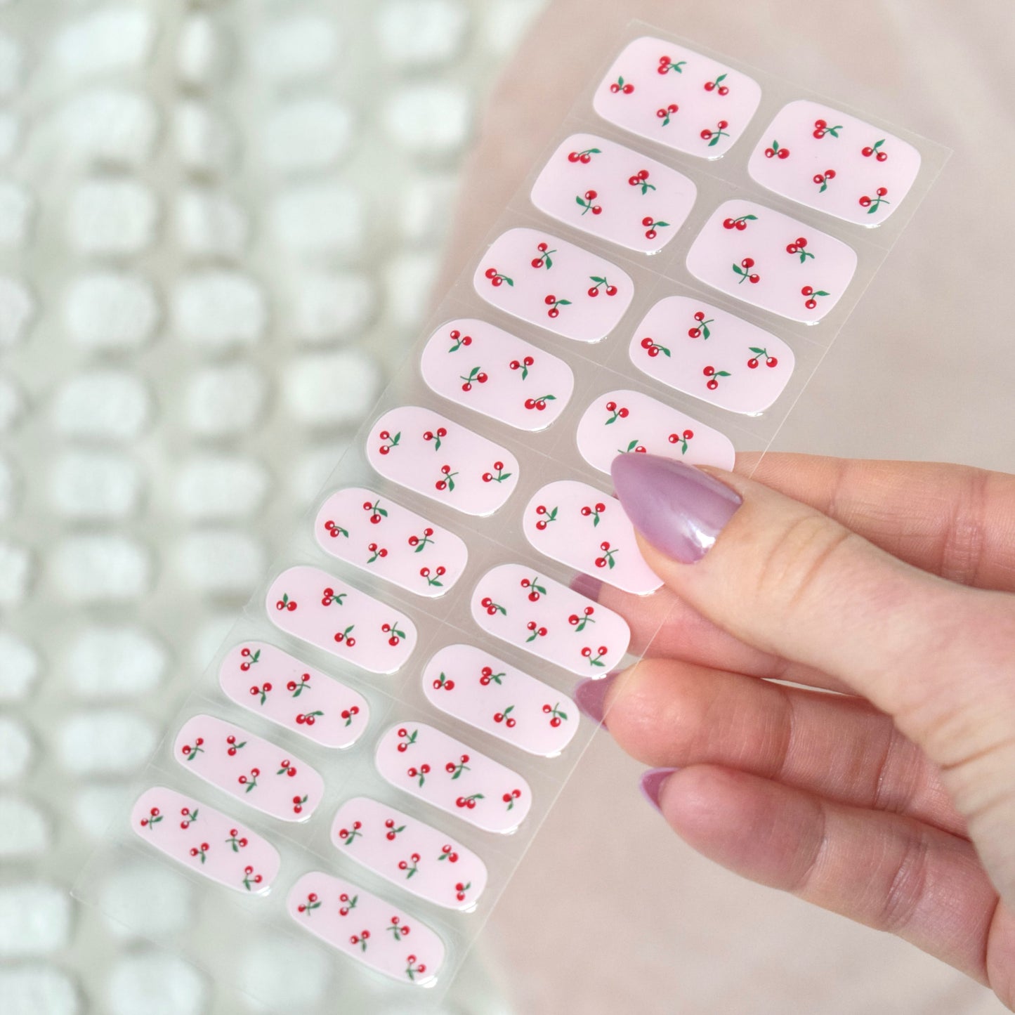 uv gel nail stickers 20 pcs pink red cherry