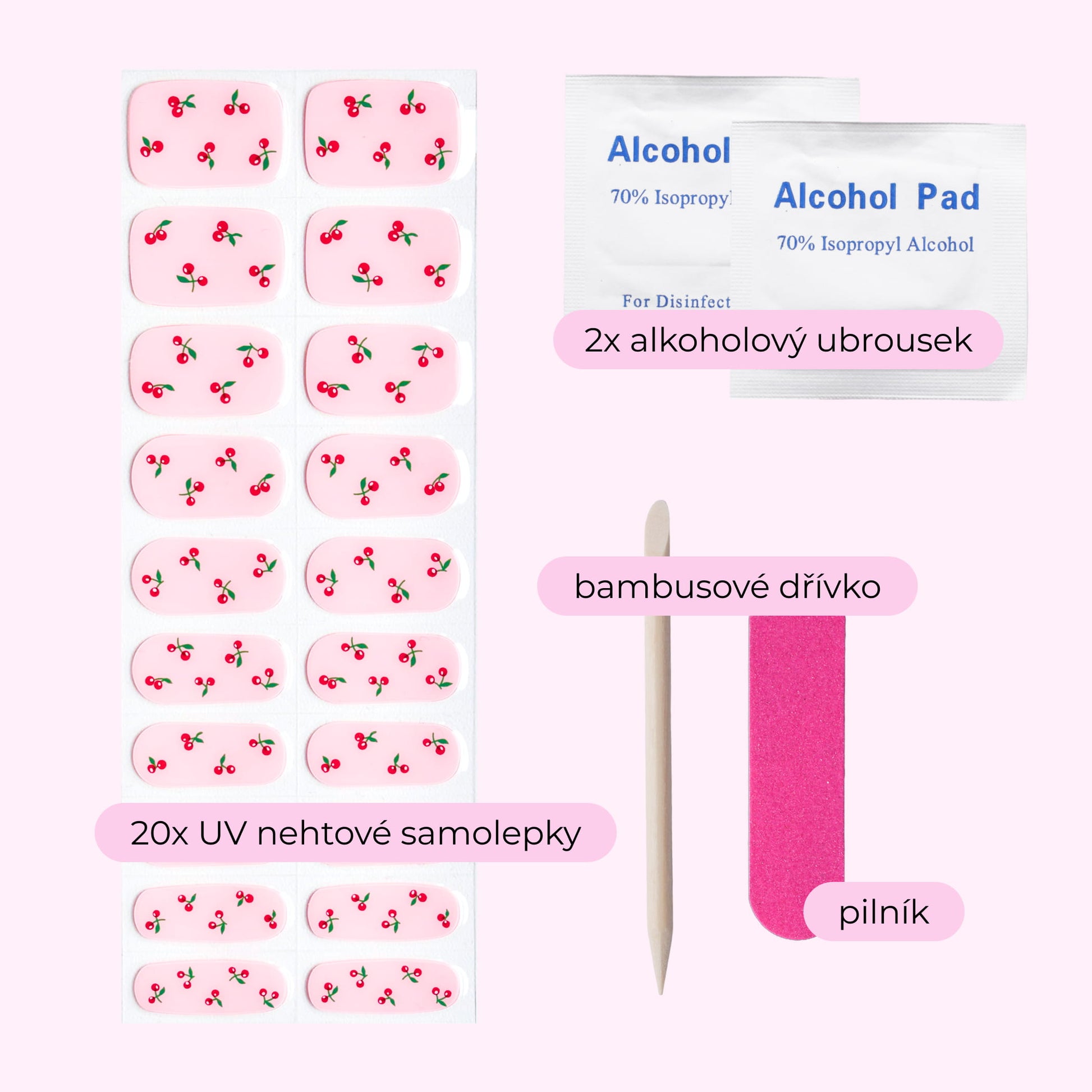 uv gel nail stickers 20 pcs pink red cherry