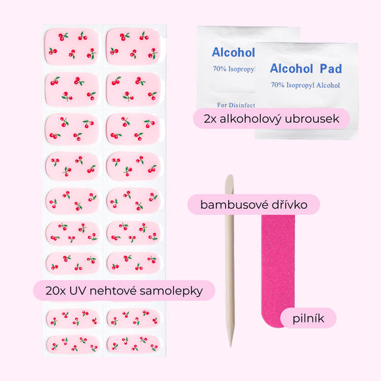 uv gel nail stickers 20 pcs pink red cherry