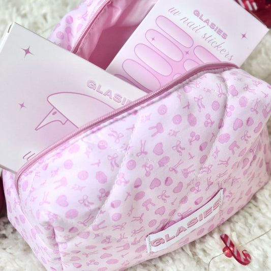 glasies gel nail stickers 20 pcs pink glitters uv nail lamp nail oil cosmetic bag