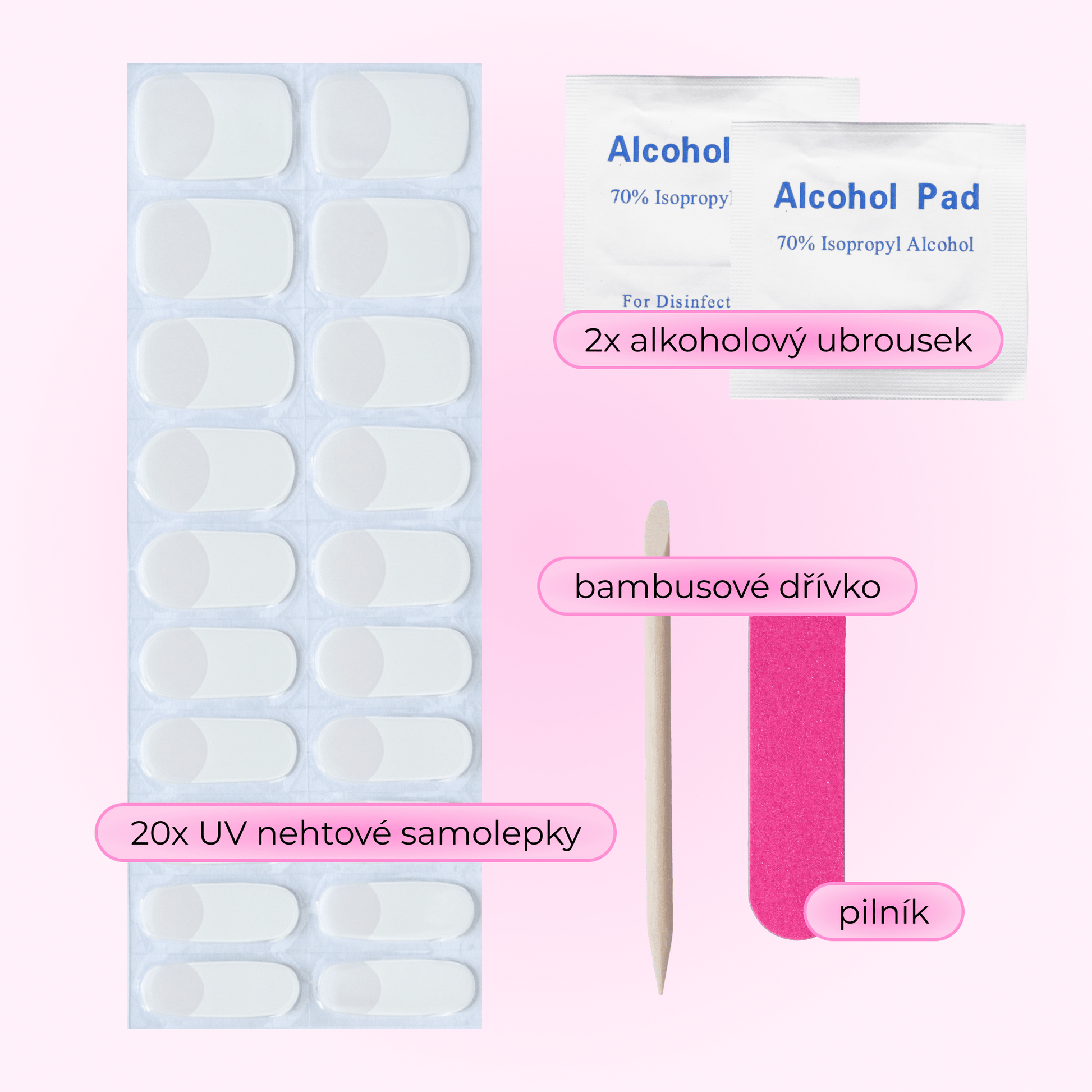 uv gel nail stickers 20 pcs pink white french 