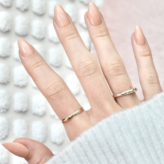 press-on nails false nail almond long medium beige pink nude cute