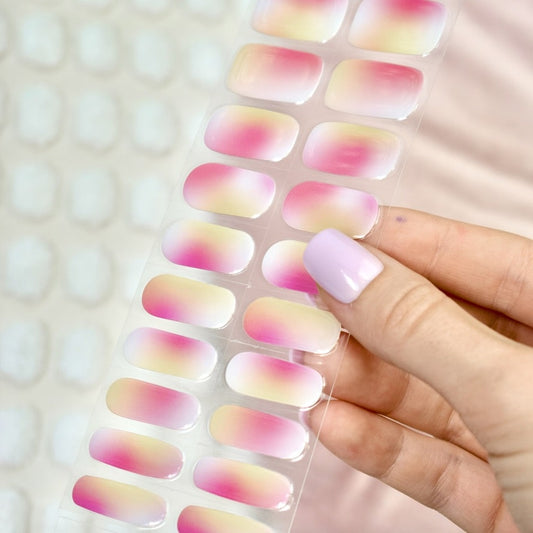 uv gel nail stickers 20 pcs beige viloet pink red yellow ombre