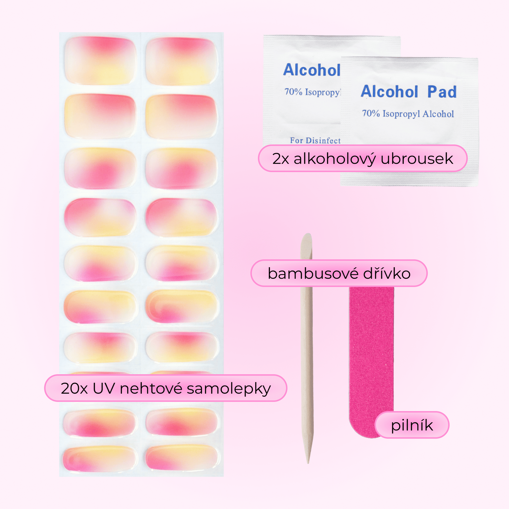 uv gel nail stickers 20 pcs beige viloet pink red yellow ombre