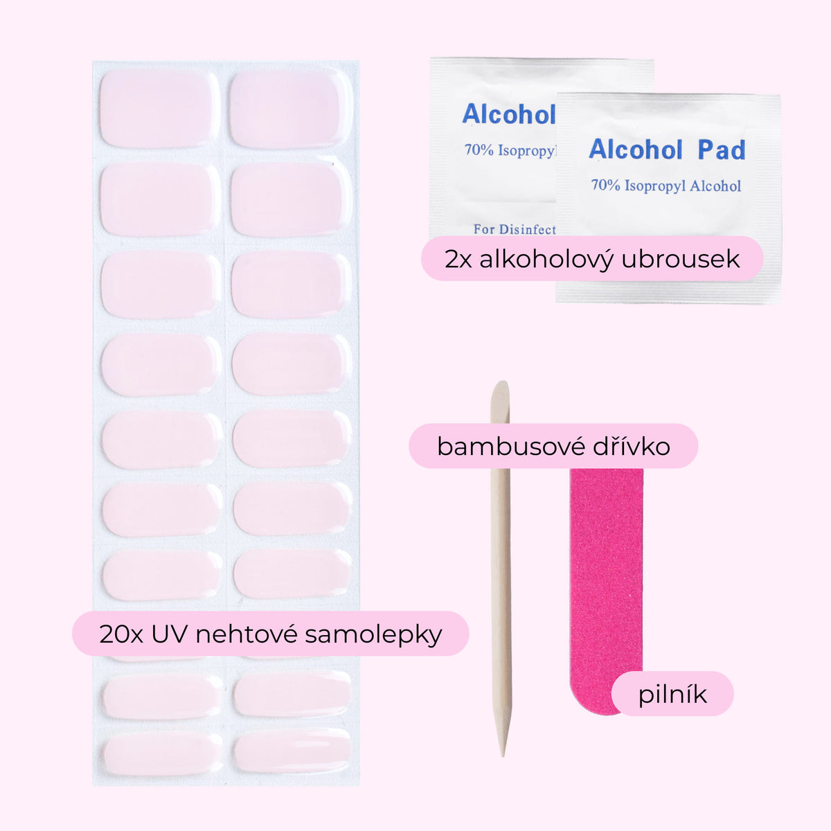 uv gel nail stickers 20 pcs pink white nude violet