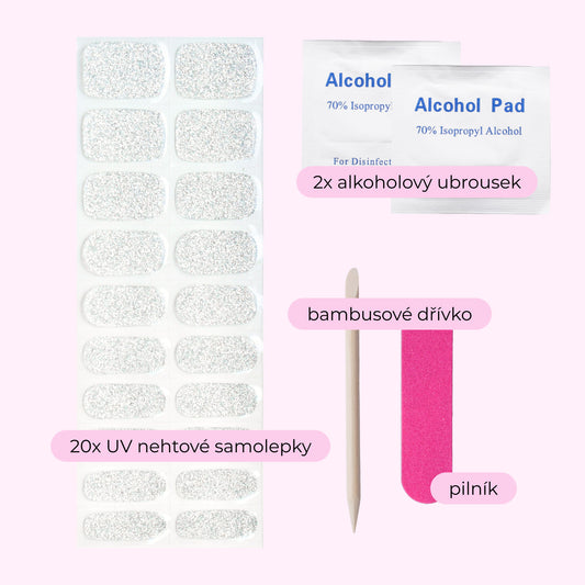 uv gel nail stickers 20 pcs silver glitters