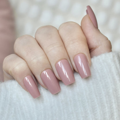 press-on nails artificial nails beauty false glasies gel coffin short nude pink