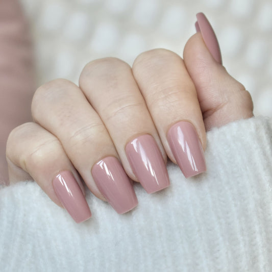 press-on nails artificial nails beauty false glasies gel coffin short nude pink