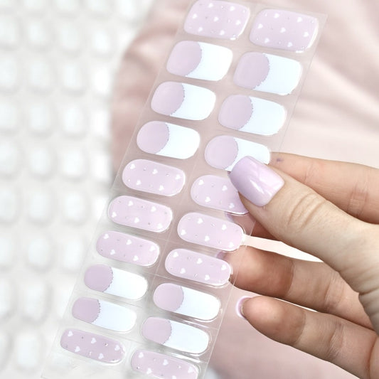 uv gel nail stickers 20 pcs pink french white silver hearts