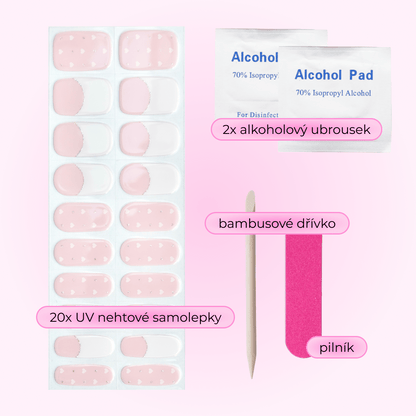 uv gel nail stickers 20 pcs pink french white silver hearts