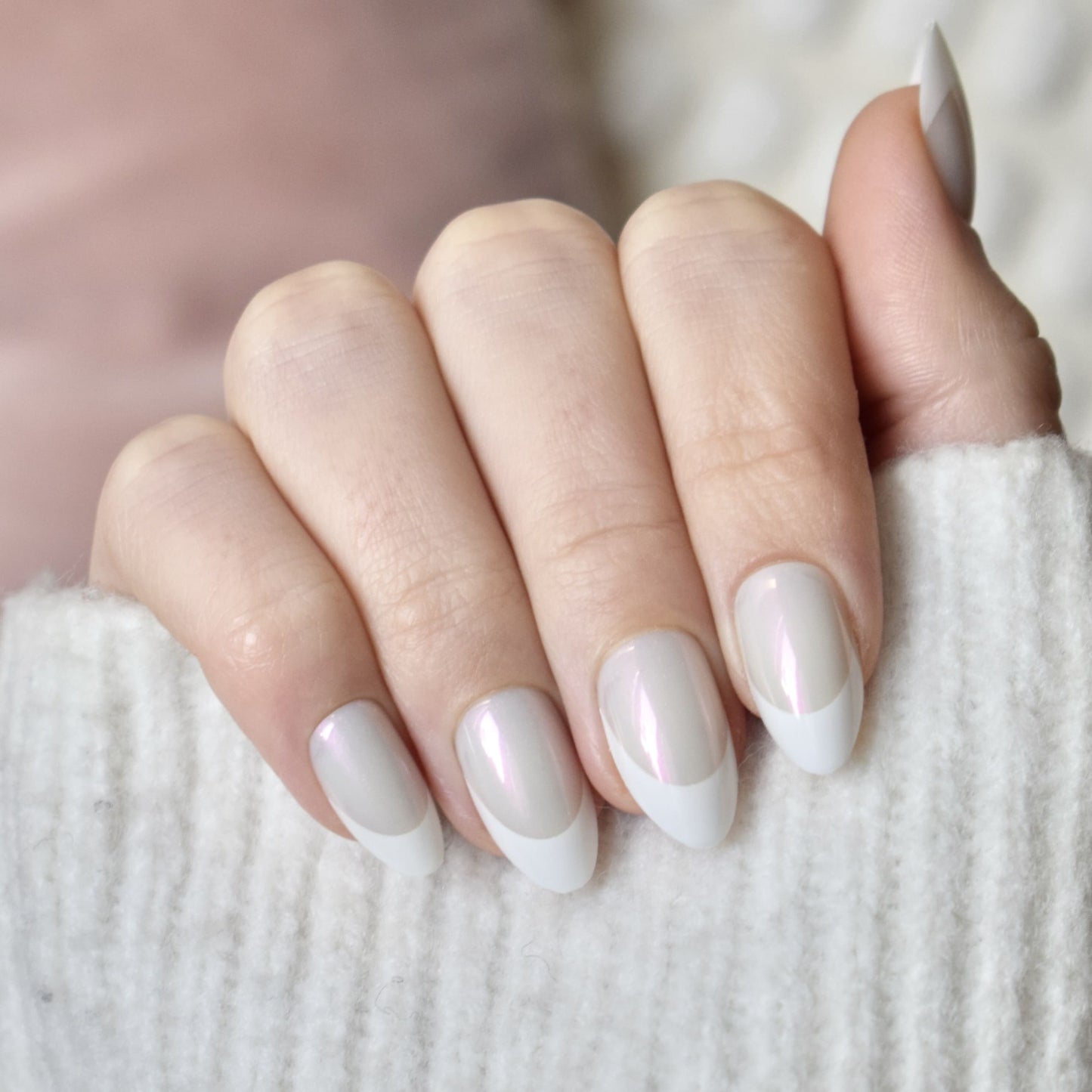 press-on nails artificial nails beauty false glasies gel coffin almond white french holo glitters