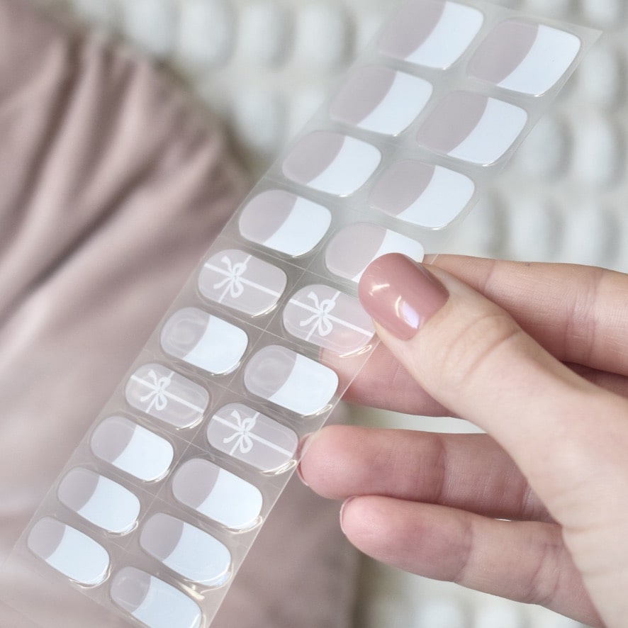 uv gel nail stickers 20 pcs white beige chrome christmas gift