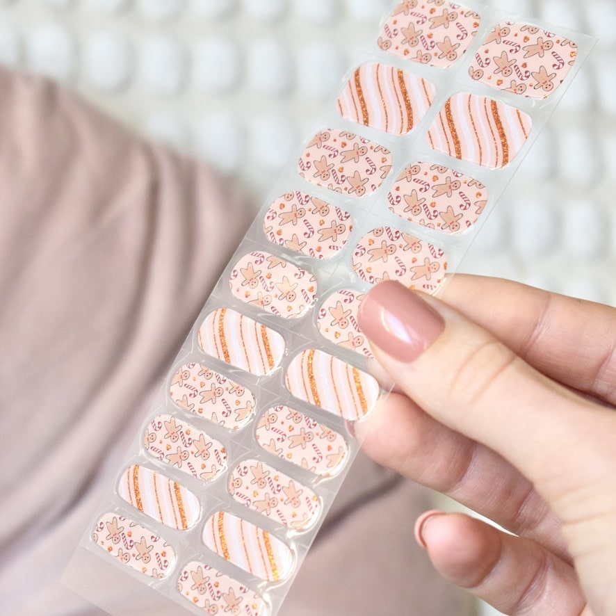 uv gel nail stickers 20 pcs  beige gold ginger bread christmas