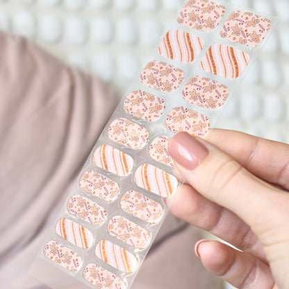 uv gel nail stickers 20 pcs  beige gold ginger bread christmas