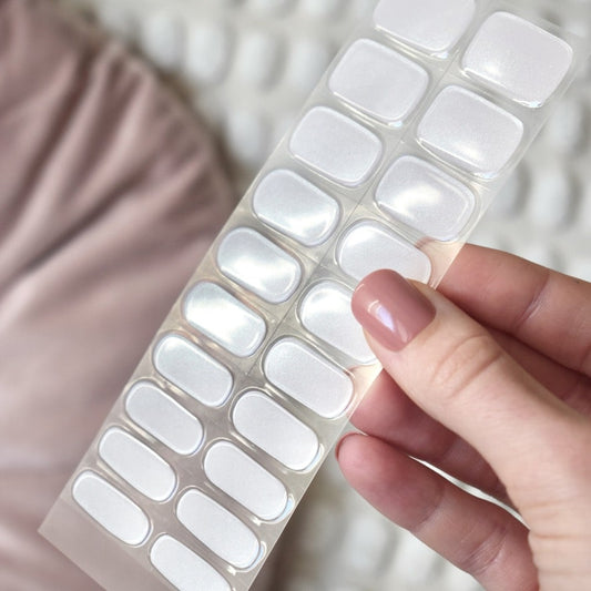 uv gel nail stickers 20 pcs pink white glitters pink chrome