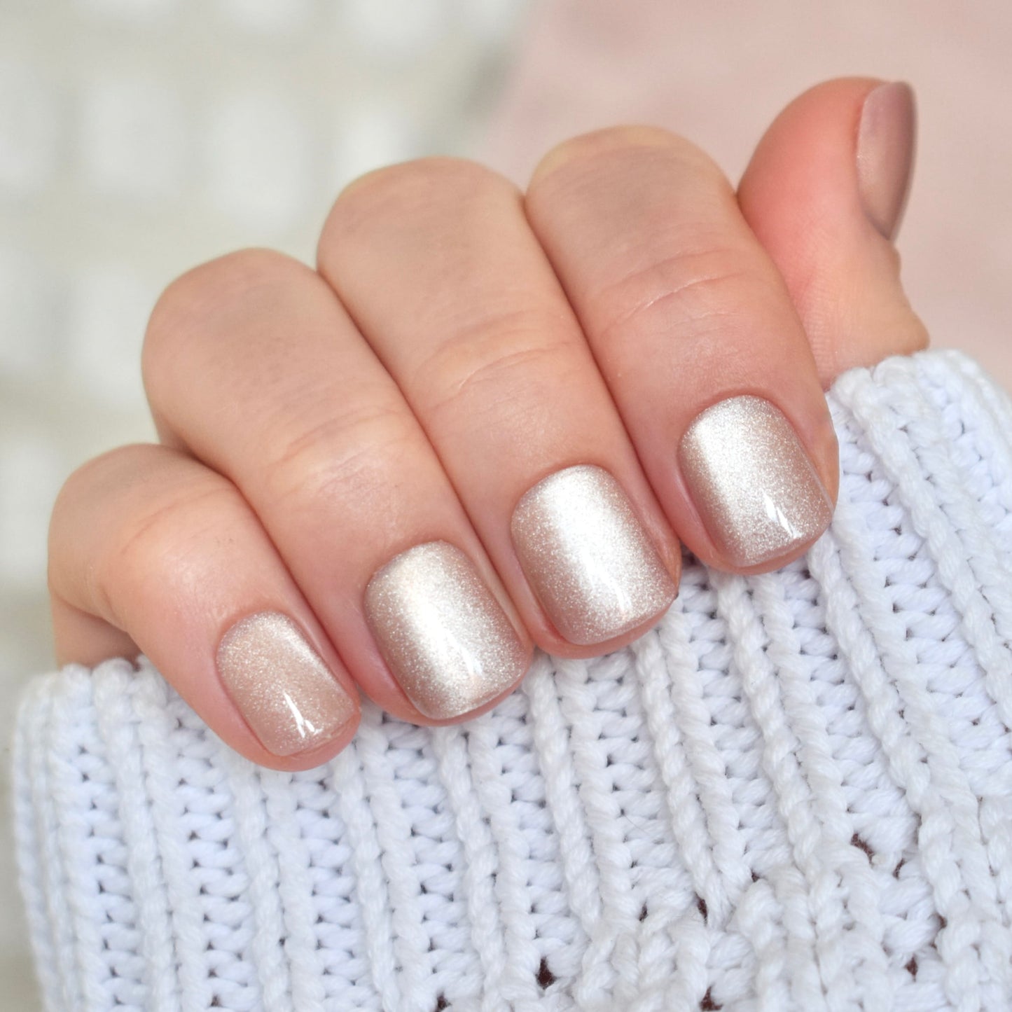 cat eye beige super short square squoval press-on nails fake nail 