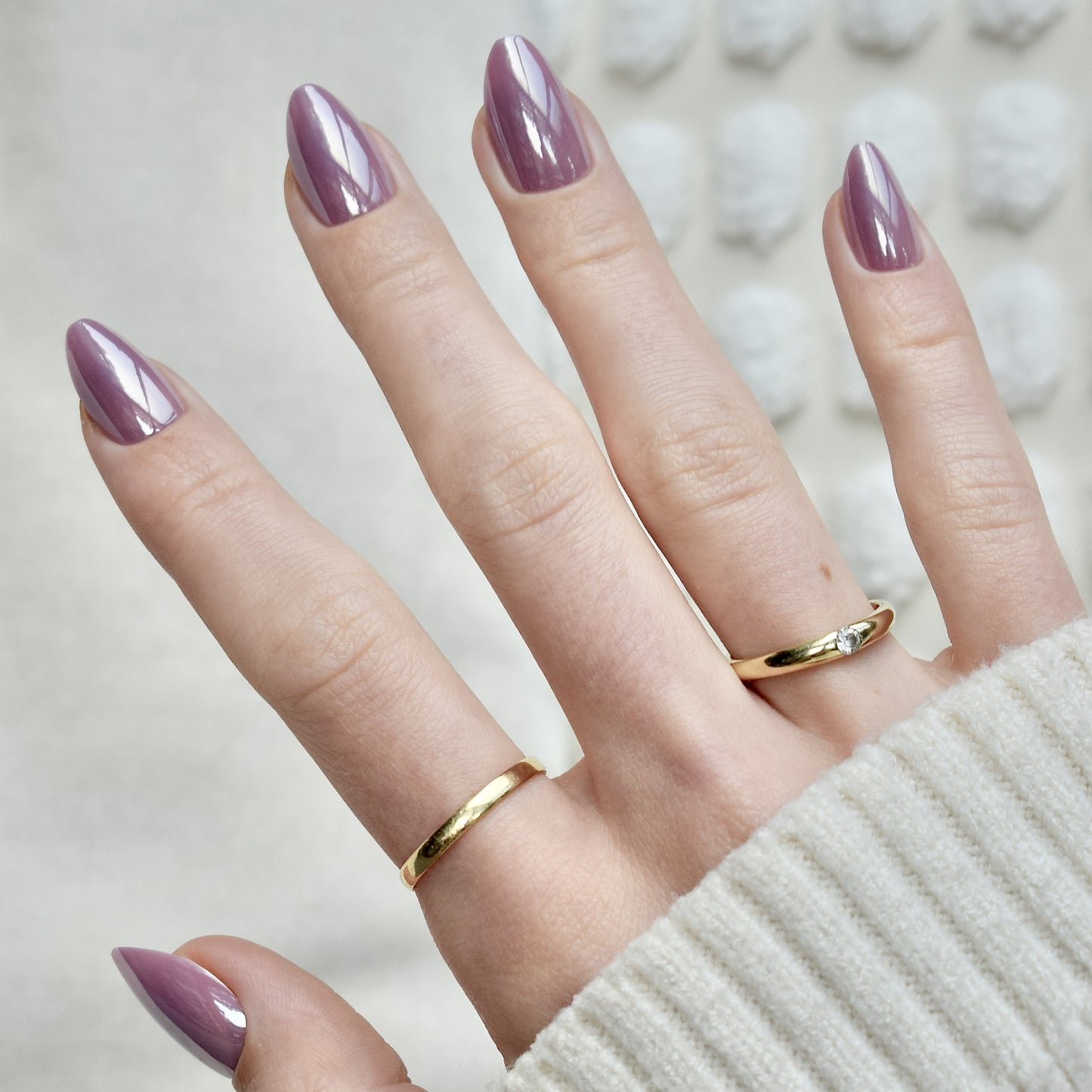 presson nails false nail glasies almond chrome violet pink