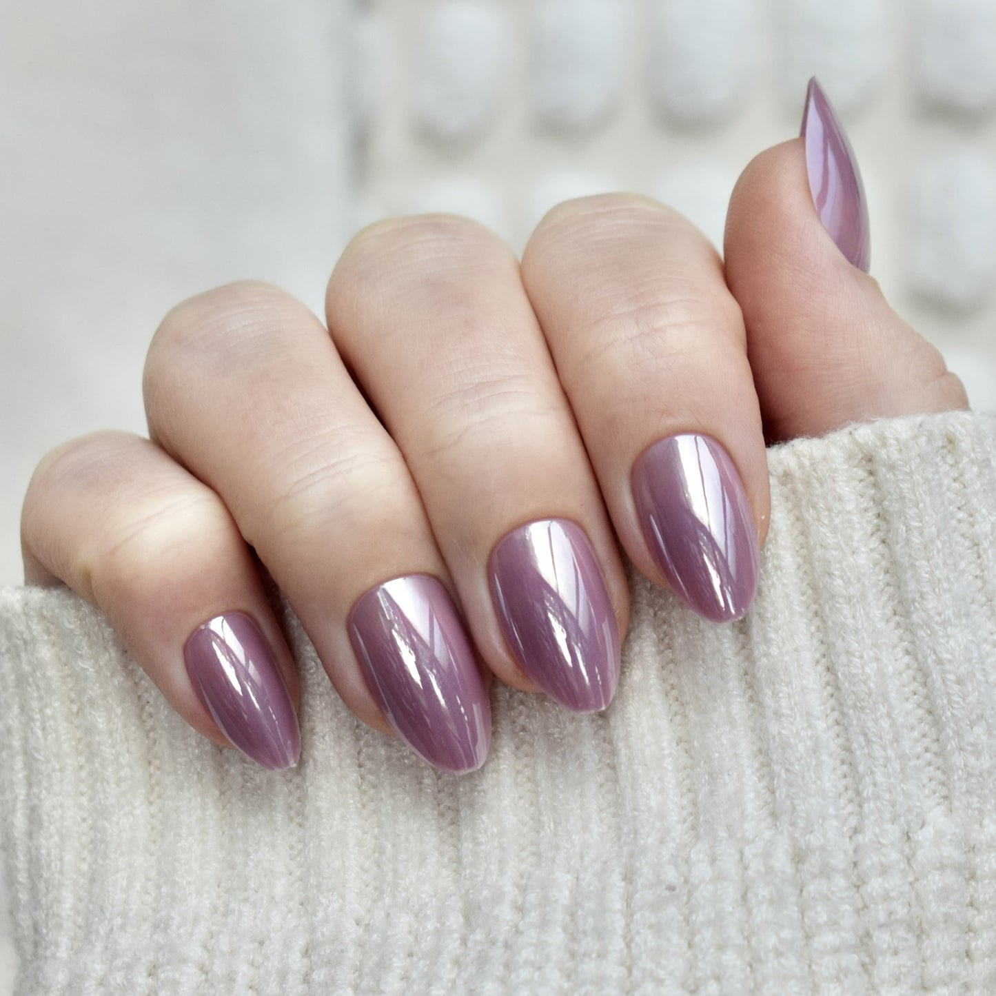 presson nails false nail glasies almond chrome violet pink