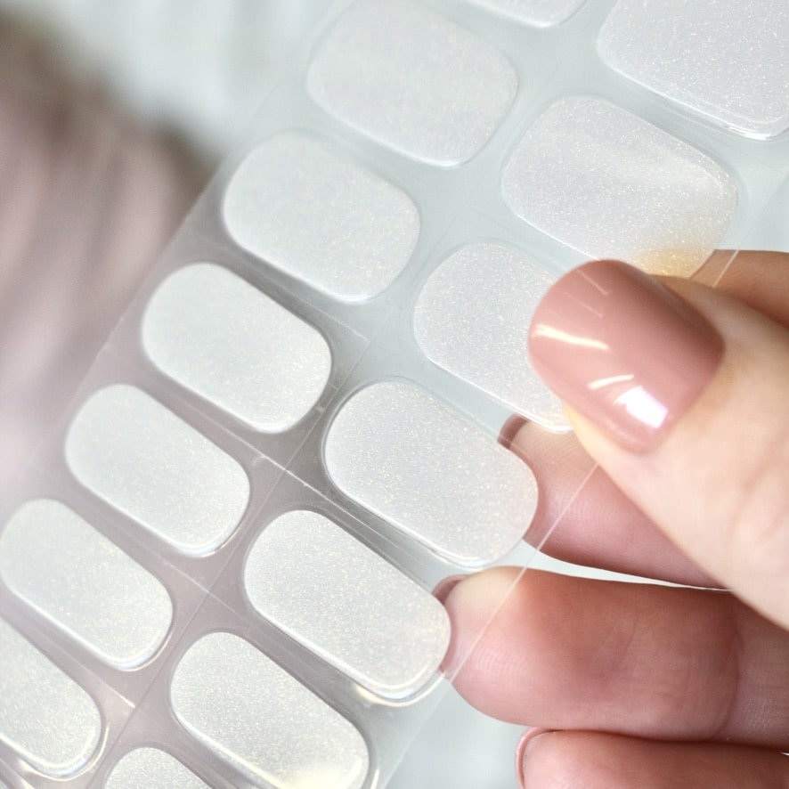 uv gel nail stickers 20 pcs pink white glitters gold