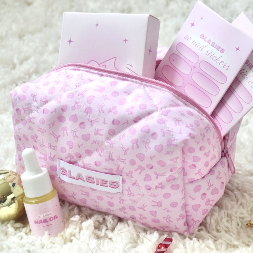 glasies gel nail stickers 20 pcs pink glitters christmas snowflake uv nail lamp nail oil cosmetic bag