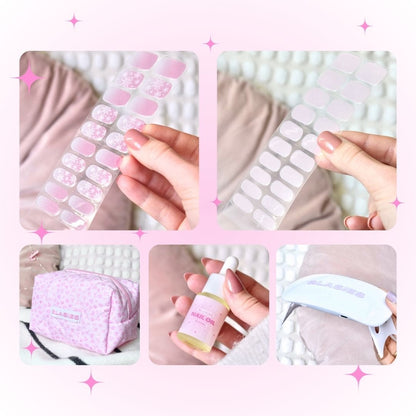 glasies gel nail stickers 20 pcs pink glitters christmas snowflake uv nail lamp nail oil cosmetic bag