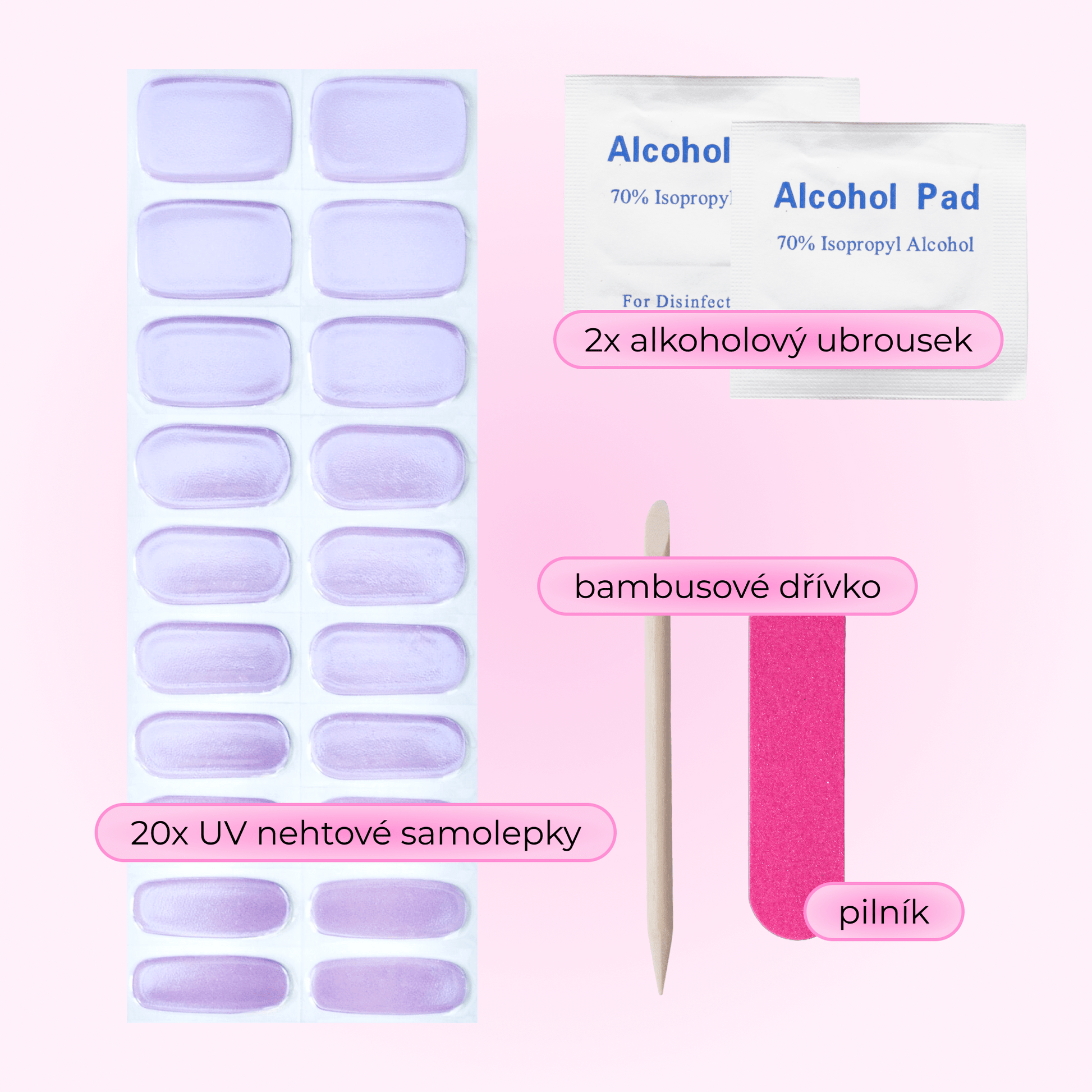 uv gel nail stickers glasies long lasting 20 pcs violet pink chrome glitters