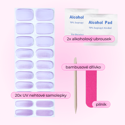 uv gel nail stickers glasies long lasting 20 pcs violet pink chrome glitters