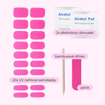 uv gel nail stickers 20 pcs pink glitters