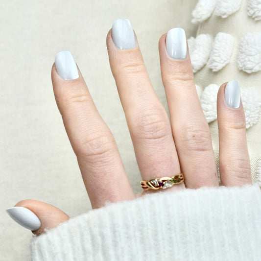 presson nails artificial false white glitters short 