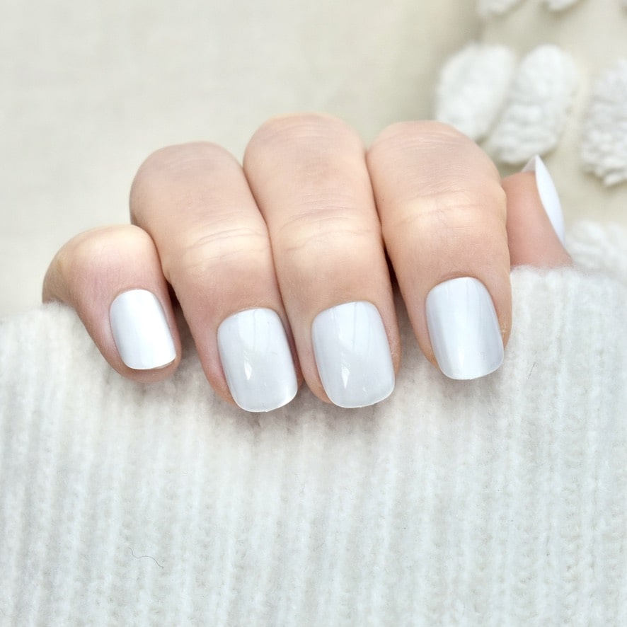 presson nails artificial false nails white glitters short 