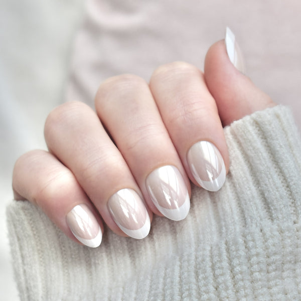 presson nails false nails glasies oval french glazed