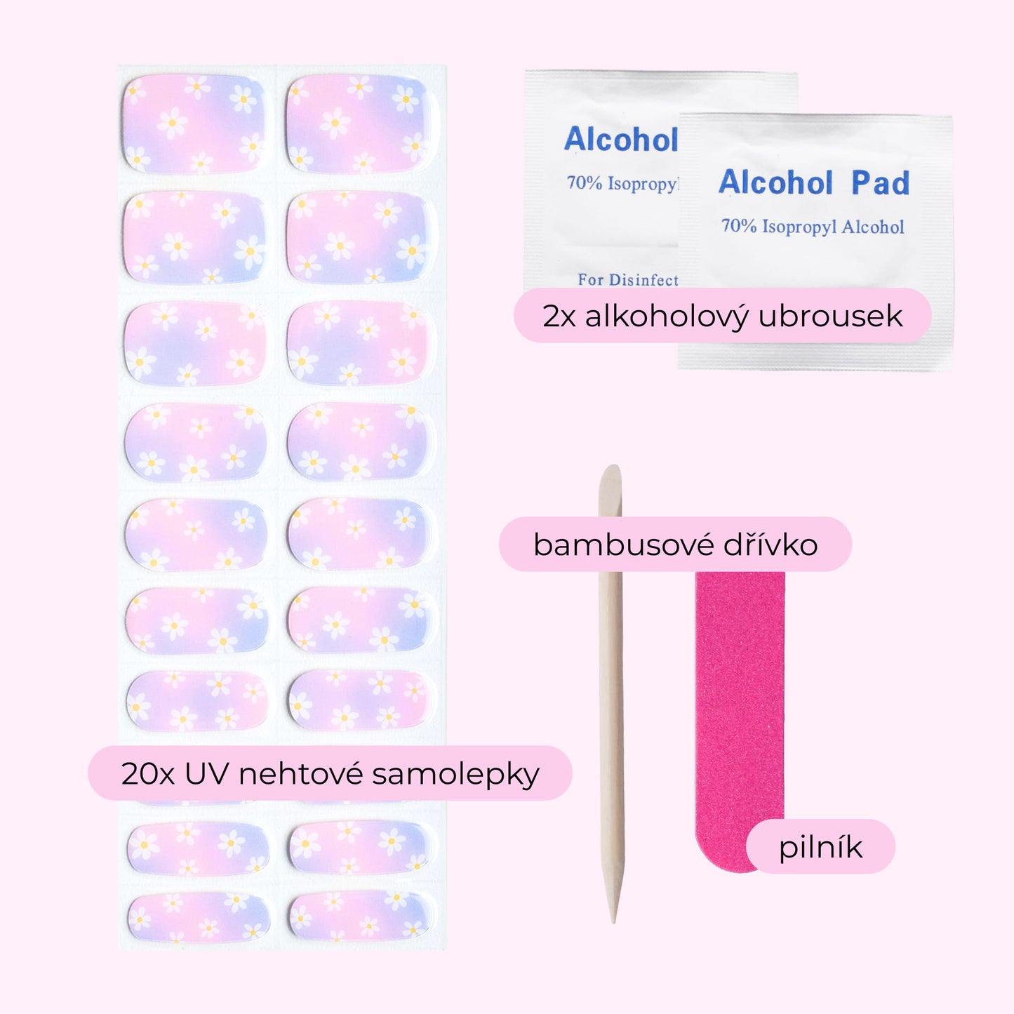 uv gel nail stickers 20 pcs blue pink flowers ombre 