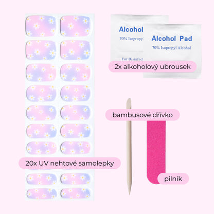 uv gel nail stickers 20 pcs blue pink flowers ombre 