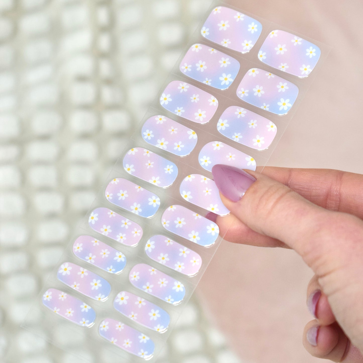 uv gel nail stickers 20 pcs blue pink flowers ombre 