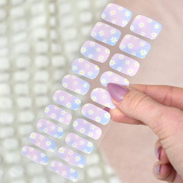 uv gel nail stickers 20 pcs blue pink flowers ombre 