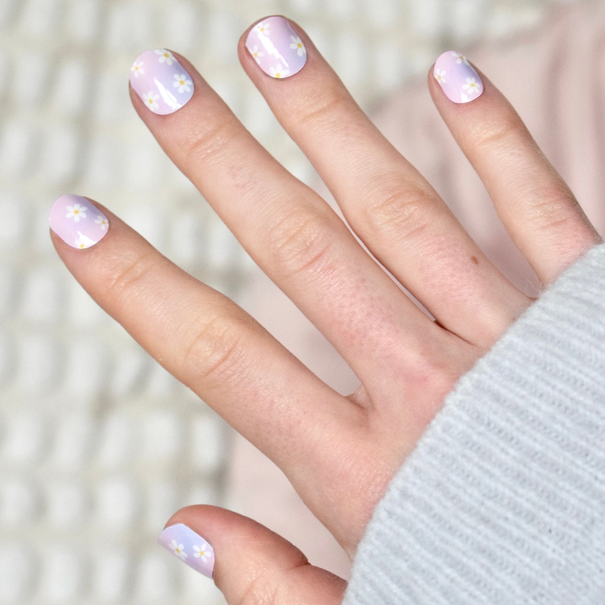 uv gel nail stickers 20 pcs blue pink flowers ombre 
