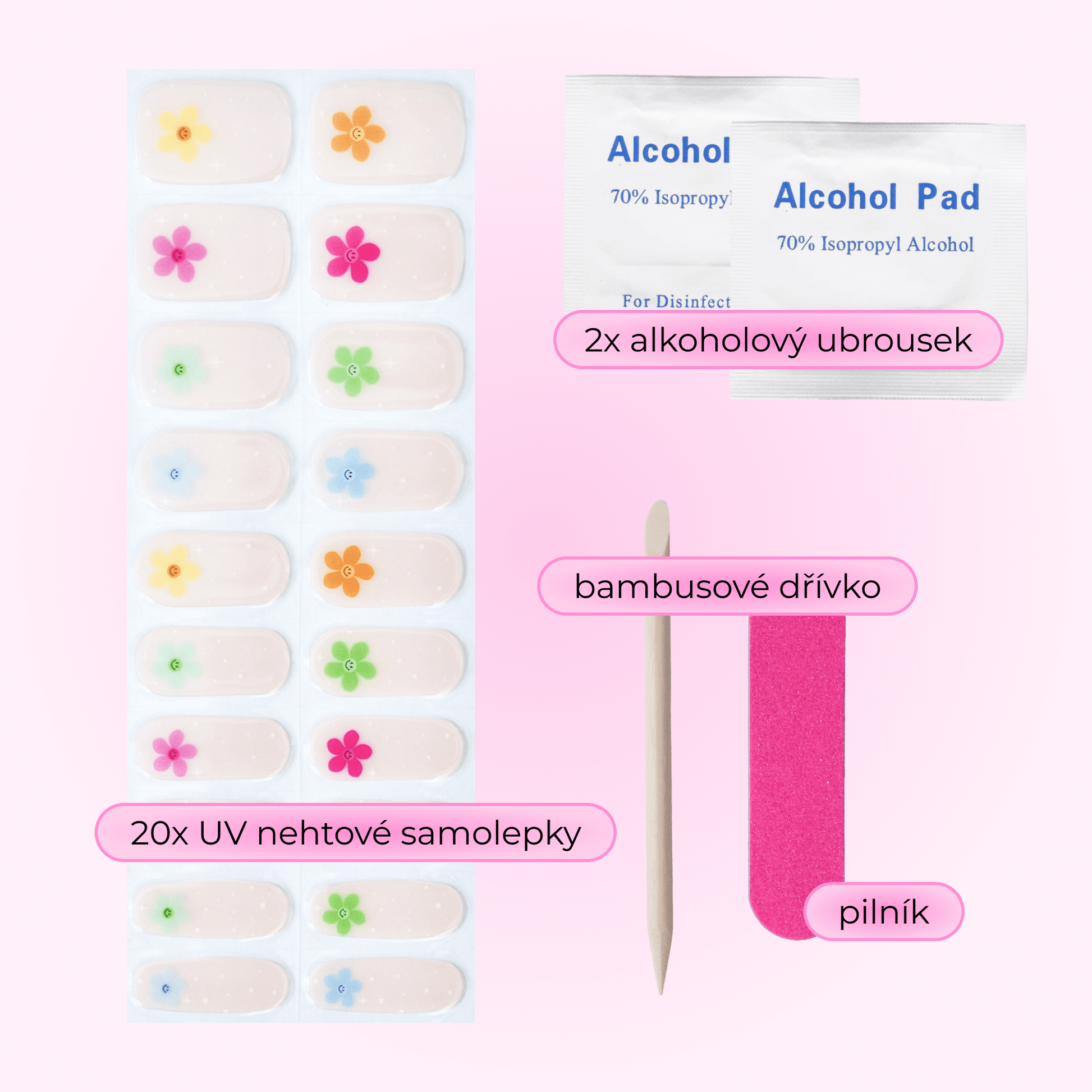 uv gel nail stickers 20 pcs beige stars flowers colorfull