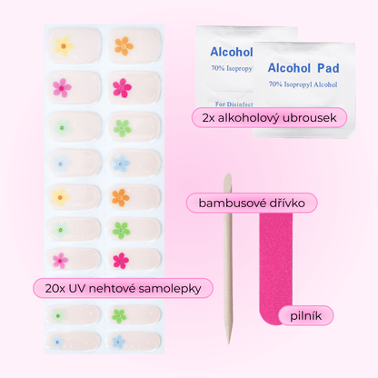 uv gel nail stickers 20 pcs beige stars flowers colorfull
