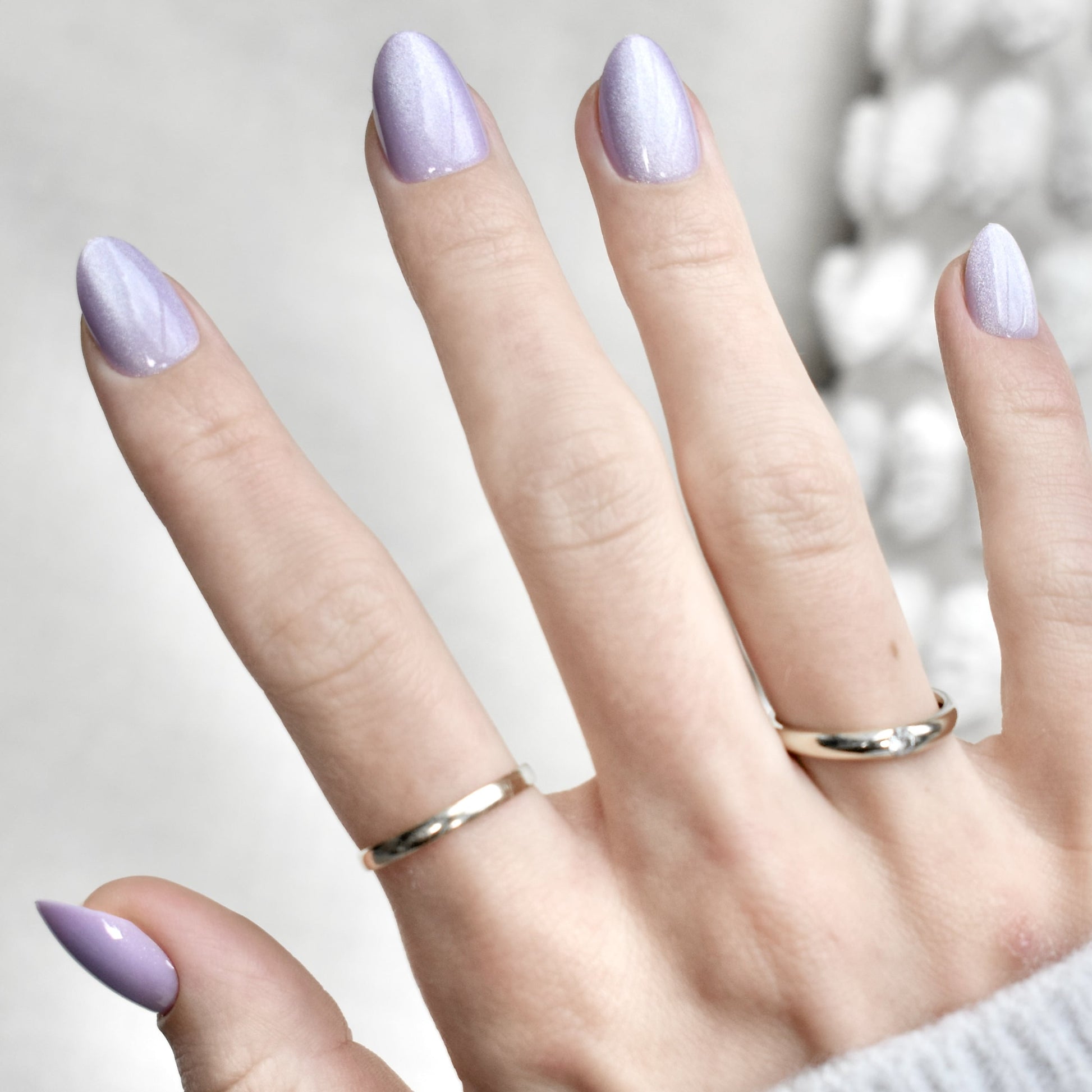 presson nails false nail glasies oval short violet cat eye glitters 
