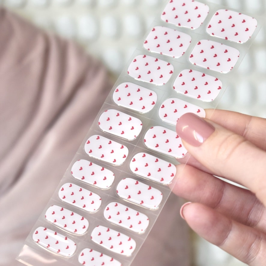 uv gel nail stickers 20 pcs pink white red heartsy