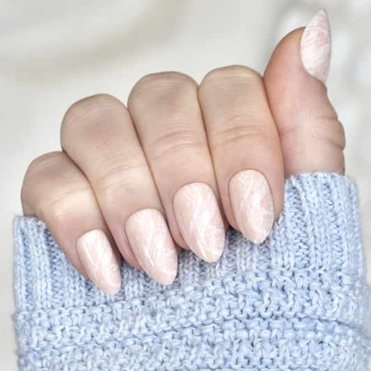 press-on nails artificial nails beauty false glasies gel almond pink marbel white nude
