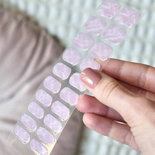 nail stickers gel uv glasies marble pink white 20 pcs