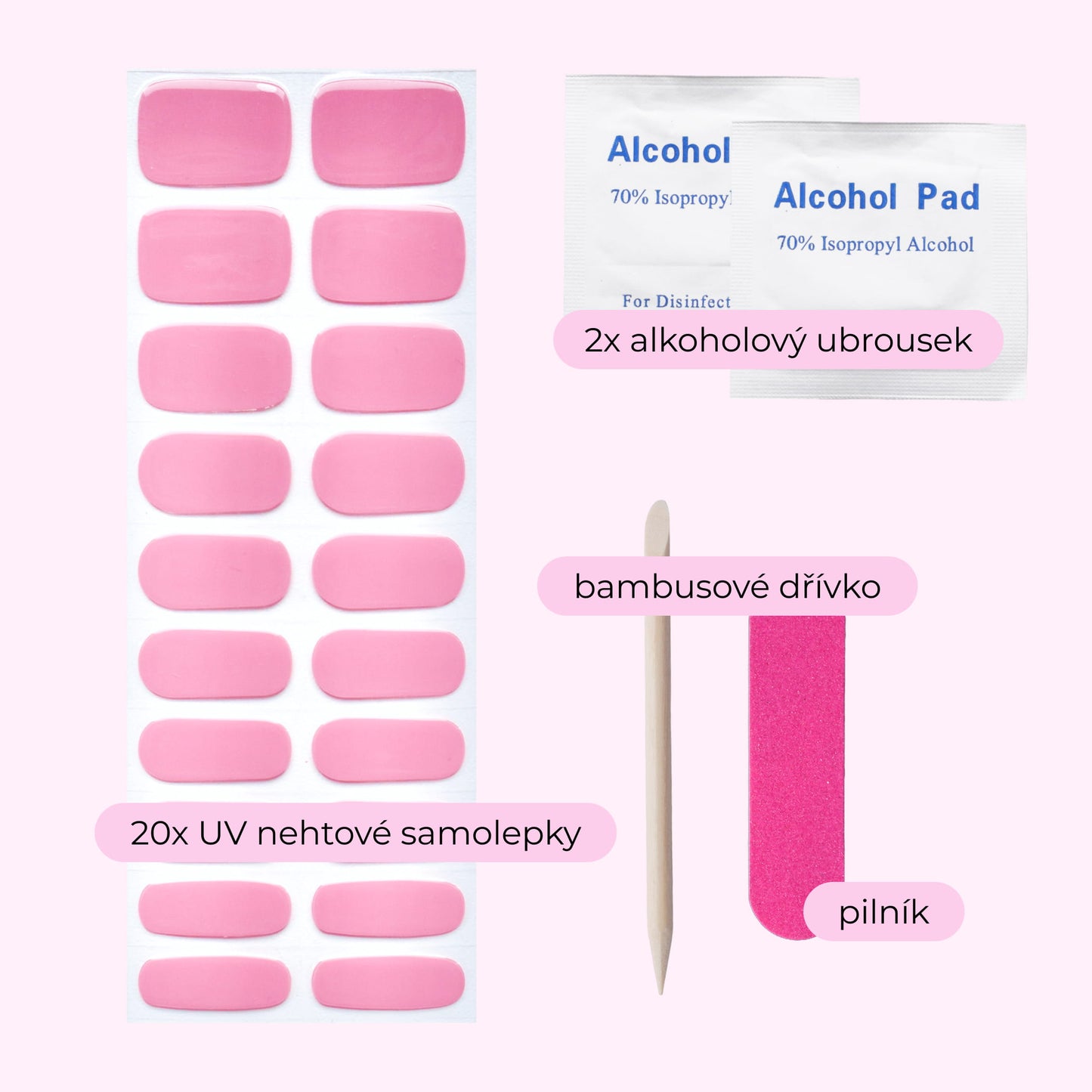 uv gel nail stickers 20 pcs powder pink mauve