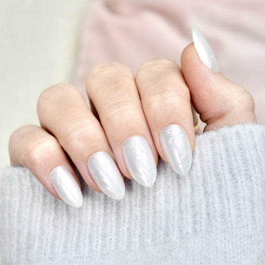 presson nails false nail glasies almond 3D glitters mermaid