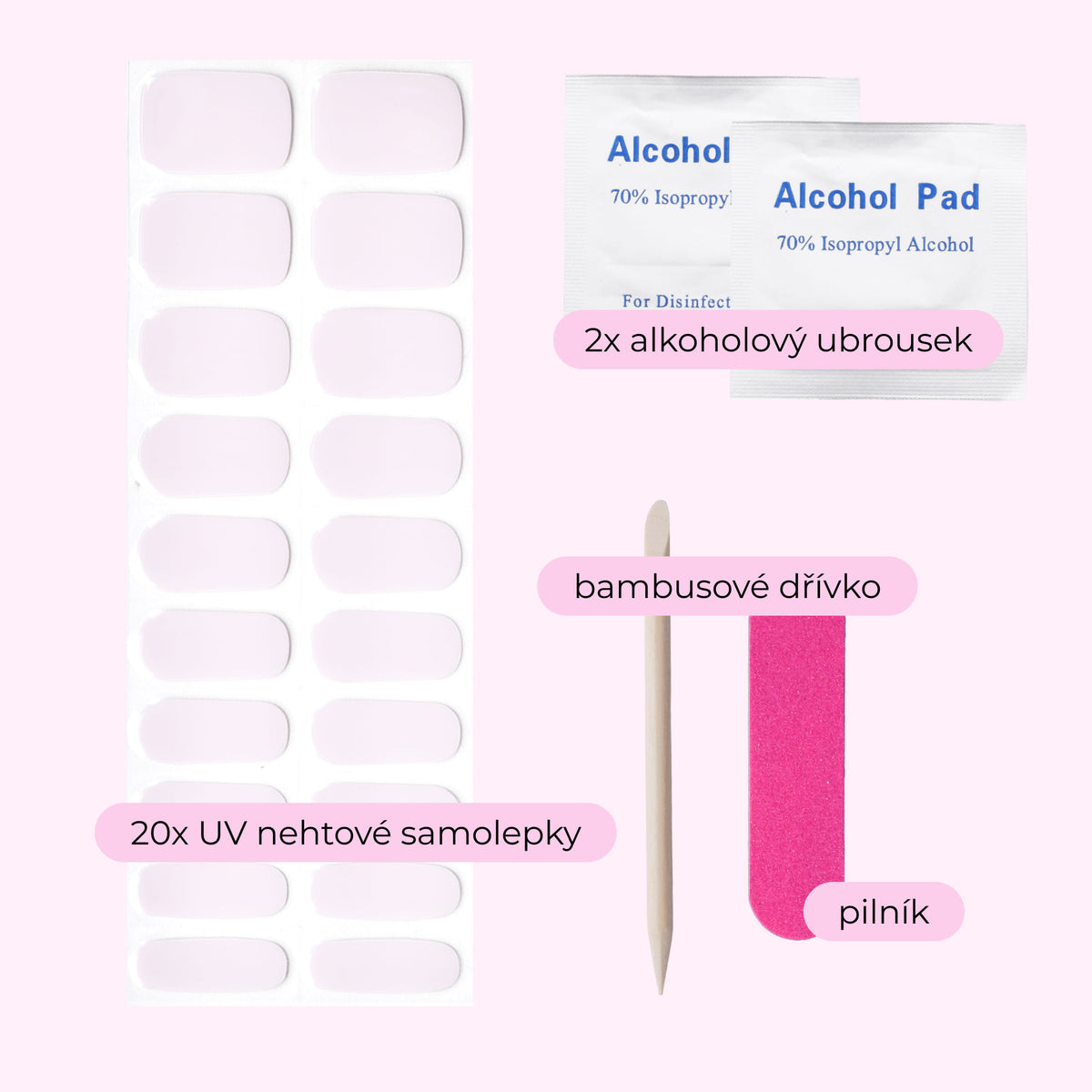 uv gel nail stickers 20 pcs pink white nude
