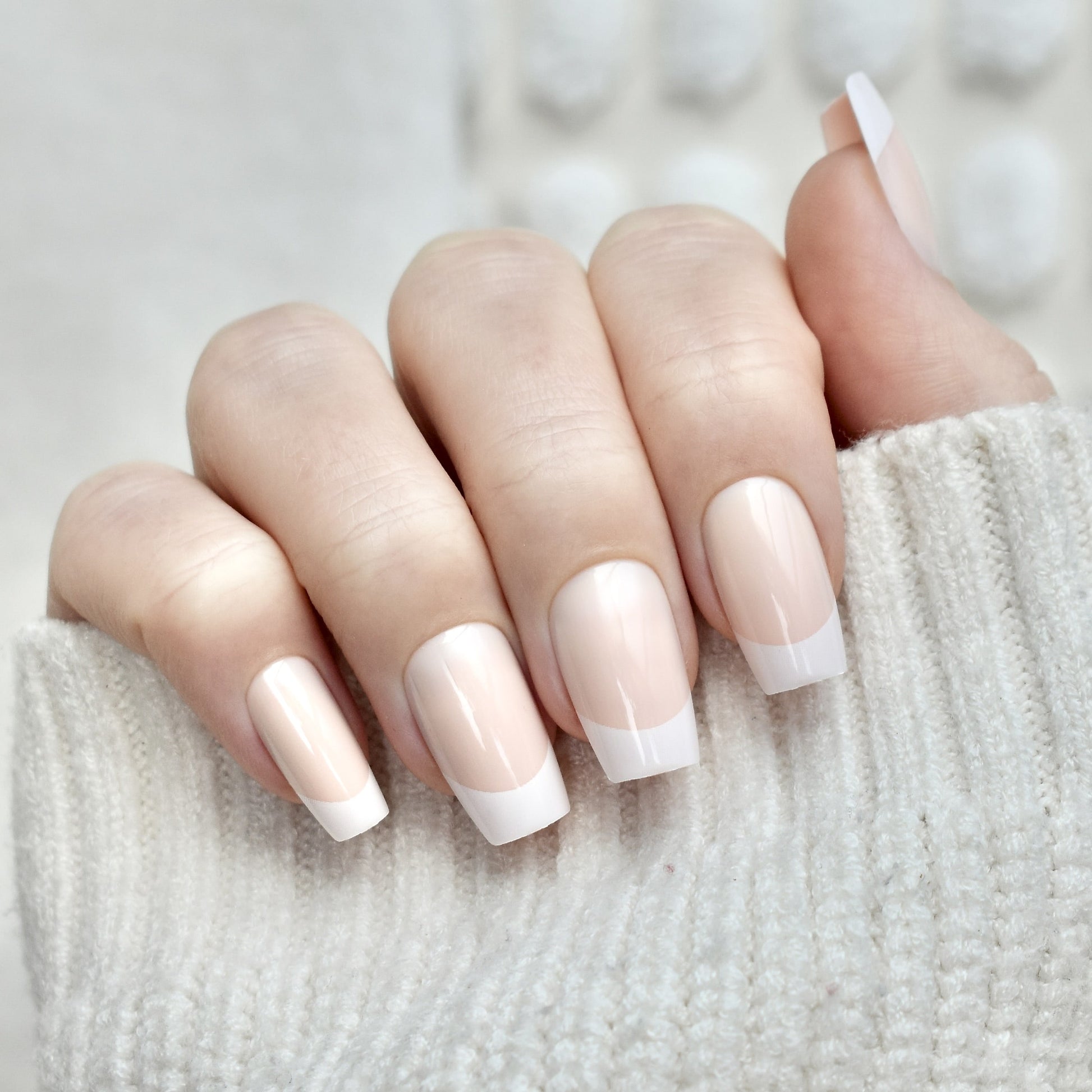 presson nails false nail glasies coffin long white french